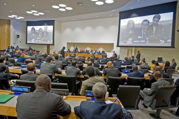 Secretary-General Ban Ki-moon addresses meeting on the Sahel in 2013.