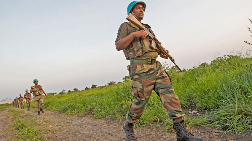 UN Peacekeeper patrolling in Iraq.